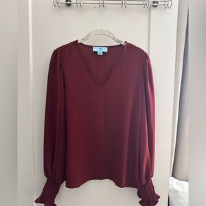 CeCe Burgundy Blouse XS